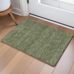 Luxury Washable Soft Essentials Olive 1\'8\" x 2\'6\" Rug