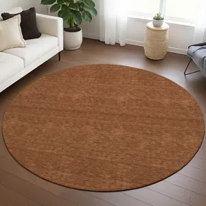 Luxury Washable Soft Essentials Paprika 8\' x 8\' Round Rug