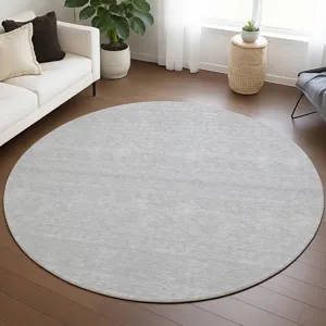 Luxury Washable Soft Essentials Silver 8\' x 8\' Round Rug