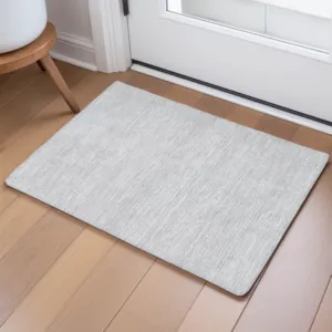 Luxury Washable Soft Essentials Silver 1\'8\" x 2\'6\" Rug