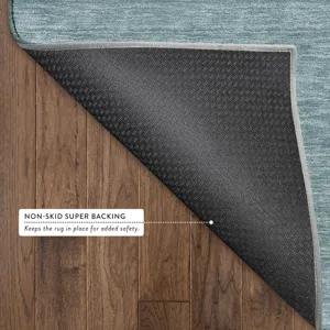 Luxury Washable Soft Essentials Teal 2\'6\" x 3\'10\" Rug
