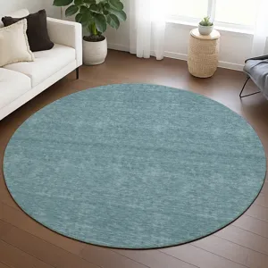 Luxury Washable Soft Essentials Teal 8\' x 8\' Round Rug