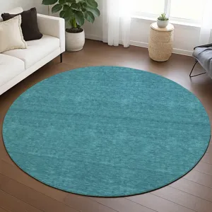 Luxury Washable Soft Essentials Turquoise 8\' x 8\' Round Rug