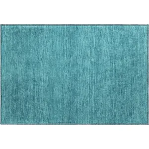 Luxury Washable Soft Essentials Turquoise 1\'8\" x 2\'6\" Rug