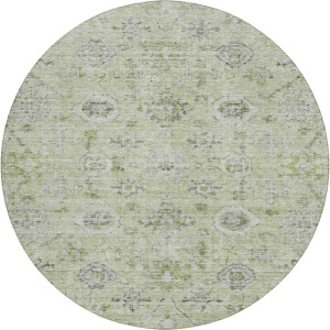 Luxury Washable Indoor/Outdoor Solace Aloe 8' x 8' Round Rug