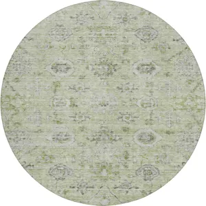 Luxury Washable Indoor/Outdoor Solace Aloe 8\' x 8\' Round Rug