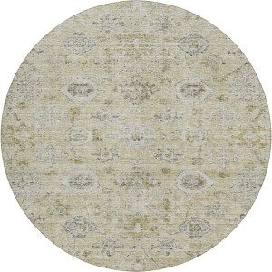 Luxury Washable Indoor/Outdoor Solace Beige 8' x 8' Round Rug