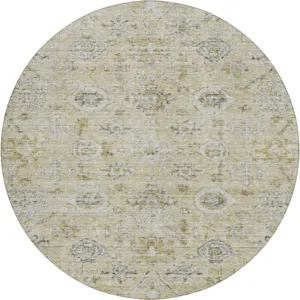 Luxury Washable Indoor/Outdoor Solace Beige 8\' x 8\' Round Rug