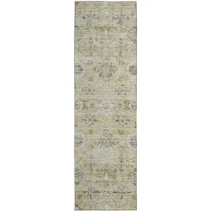 Luxury Washable Indoor/Outdoor Solace Beige 2\'3\" x 7\'6\" Runner Rug