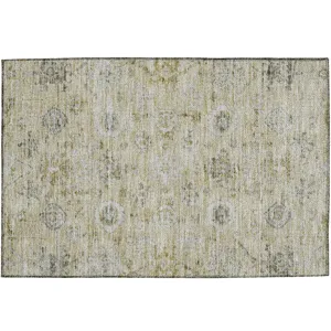 Luxury Washable Indoor/Outdoor Solace Beige 1\'8\" x 2\'6\" Rug
