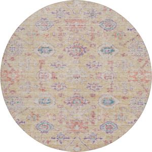 Luxury Washable Indoor/Outdoor Solace Peach 8' x 8' Round Rug