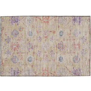 Luxury Washable Indoor/Outdoor Solace Peach 1\'8\" x 2\'6\" Rug