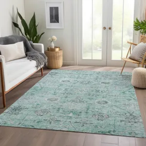 Luxury Washable Indoor/Outdoor Solace Teal 2\'6\" x 3\'10\" Rug