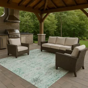 Luxury Washable Indoor/Outdoor Solace Teal 2\'6\" x 3\'10\" Rug