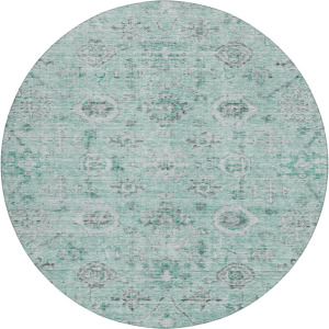 Luxury Washable Indoor/Outdoor Solace Teal 8' x 8' Round Rug