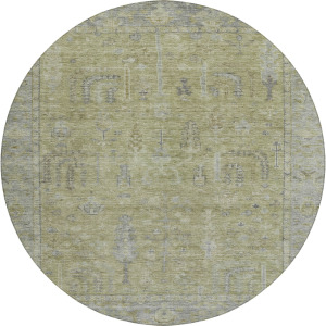 Luxury Washable Indoor/Outdoor Solace Aloe 8' x 8' Round Rug