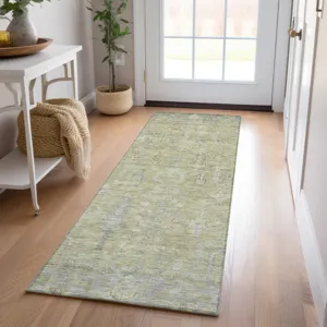 Luxury Washable Indoor/Outdoor Solace Aloe 2\'3\" x 7\'6\" Runner Rug
