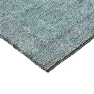Luxury Washable Indoor/Outdoor Solace Aqua 2\'6\" x 3\'10\" Rug