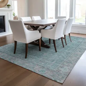 Luxury Washable Indoor/Outdoor Solace Aqua 2\'6\" x 3\'10\" Rug