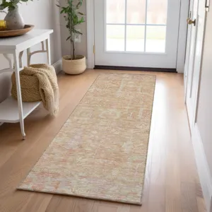 Luxury Washable Indoor/Outdoor Solace Coral 2\'3\" x 7\'6\" Runner Rug