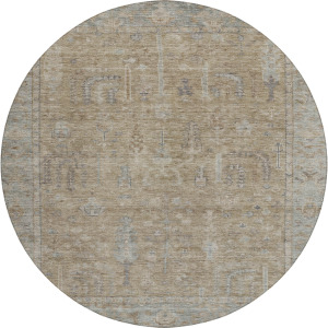 Luxury Washable Indoor/Outdoor Solace Tan 8' x 8' Round Rug