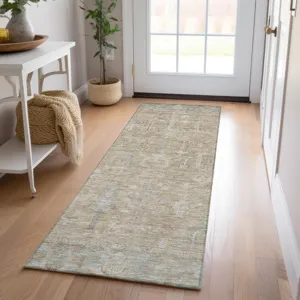 Luxury Washable Indoor/Outdoor Solace Tan 2\'3\" x 7\'6\" Runner Rug