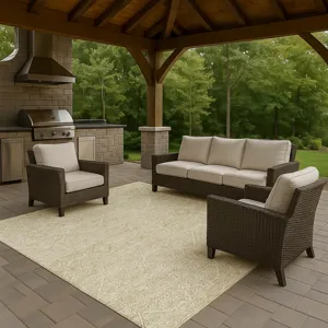 Luxury Washable Indoor/Outdoor Solace Beige 9\' x 12\' Rug