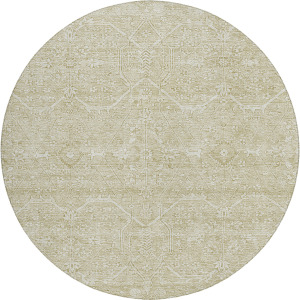 Luxury Washable Indoor/Outdoor Solace Beige 8' x 8' Round Rug