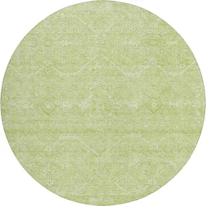 Luxury Washable Indoor/Outdoor Solace Lime 8\' x 8\' Round Rug
