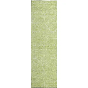 Luxury Washable Indoor/Outdoor Solace Lime 2\'3\" x 7\'6\" Runner Rug