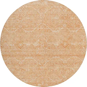 Luxury Washable Indoor/Outdoor Solace Salmon 8\' x 8\' Round Rug