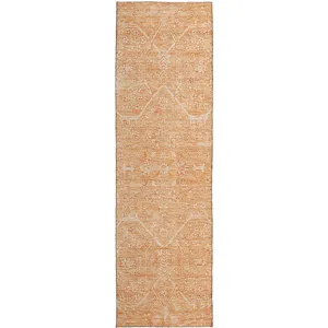Luxury Washable Indoor/Outdoor Solace Salmon 2\'3\" x 7\'6\" Runner Rug