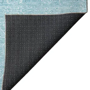 Luxury Washable Indoor/Outdoor Solace Sky 2\'3\" x 7\'6\" Runner Rug
