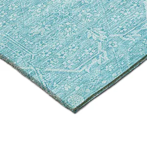 Luxury Washable Indoor/Outdoor Solace Sky 2\'3\" x 7\'6\" Runner Rug