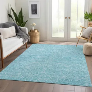 Luxury Washable Indoor/Outdoor Solace Sky 3\' x 5\' Rug