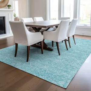 Luxury Washable Indoor/Outdoor Solace Sky 3\' x 5\' Rug