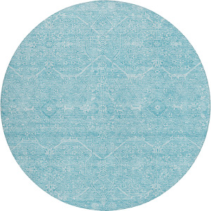 Luxury Washable Indoor/Outdoor Solace Sky 8' x 8' Round Rug