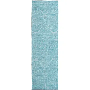 Luxury Washable Indoor/Outdoor Solace Sky 2\'3\" x 7\'6\" Runner Rug
