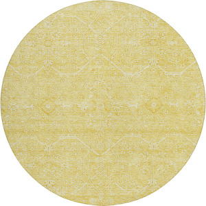 Luxury Washable Indoor/Outdoor Solace Yellow 8' x 8' Round Rug
