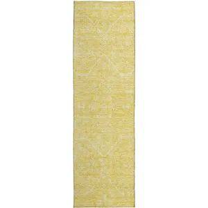 Luxury Washable Indoor/Outdoor Solace Yellow 2\'3\" x 7\'6\" Runner Rug