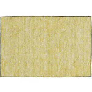 Luxury Washable Indoor/Outdoor Solace Yellow 1\'8\" x 2\'6\" Rug