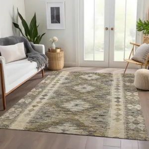 Luxury Washable Indoor/Outdoor Solace Beige 3\' x 5\' Rug