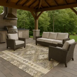 Luxury Washable Indoor/Outdoor Solace Beige 3\' x 5\' Rug