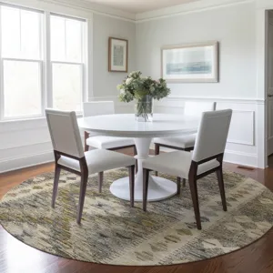 Luxury Washable Indoor/Outdoor Solace Beige 8\' x 8\' Round Rug