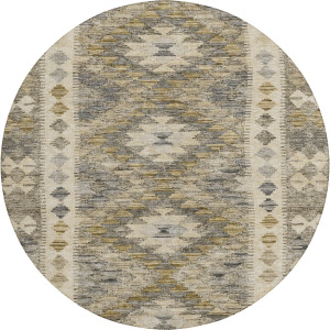 Luxury Washable Indoor/Outdoor Solace Beige 8' x 8' Round Rug