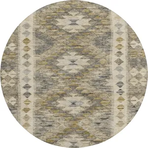 Luxury Washable Indoor/Outdoor Solace Beige 8\' x 8\' Round Rug