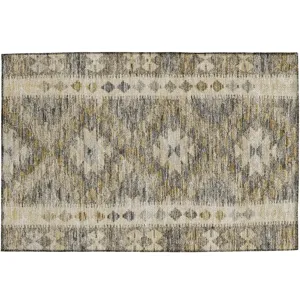 Luxury Washable Indoor/Outdoor Solace Beige 1\'8\" x 2\'6\" Rug