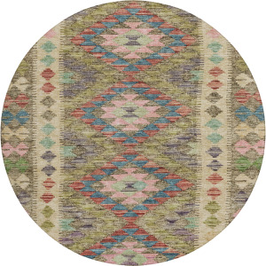 Luxury Washable Indoor/Outdoor Solace Green 8' x 8' Round Rug