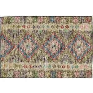 Luxury Washable Indoor/Outdoor Solace Green 1\'8\" x 2\'6\" Rug