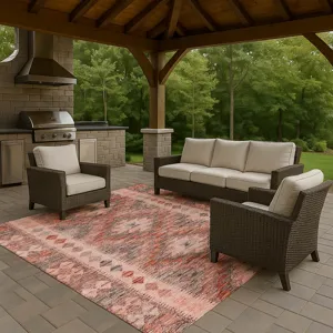 Luxury Washable Indoor/Outdoor Solace Terracotta 2\'6\" x 3\'10\" Rug